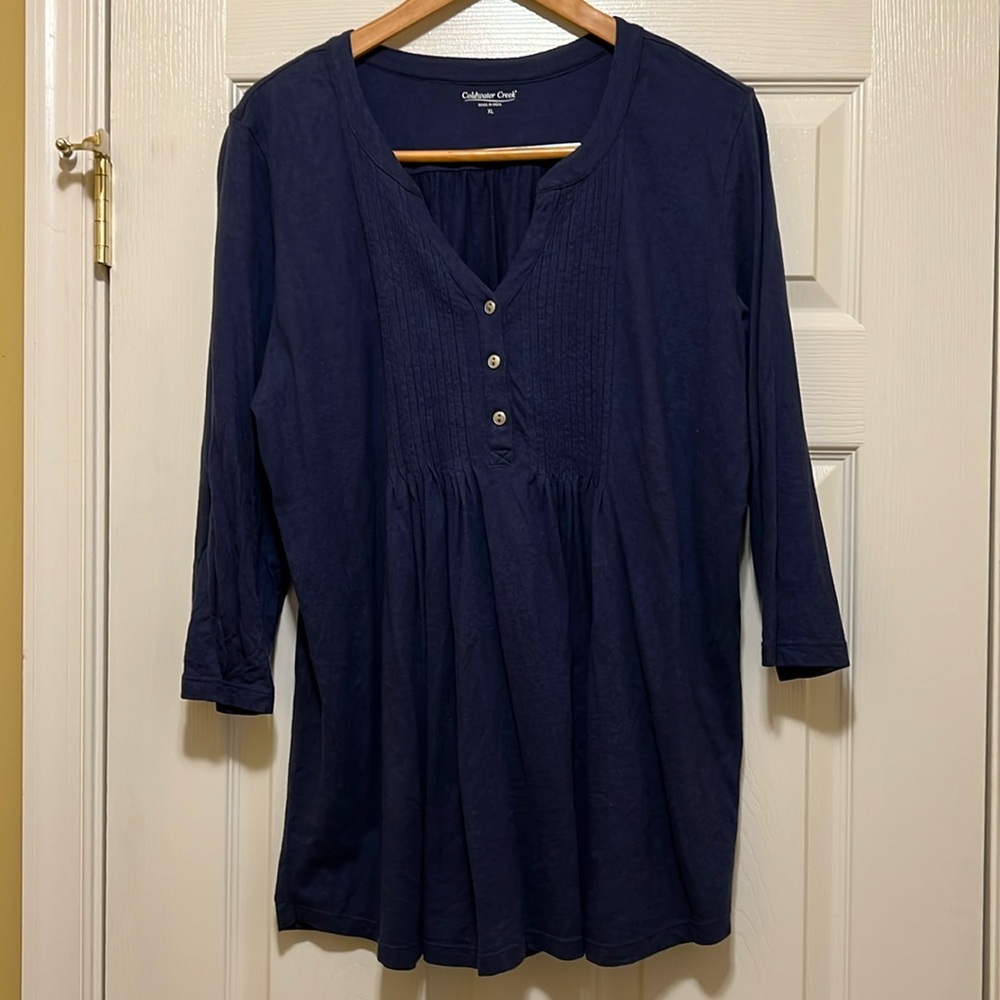 Coldwater Creek XL navy tunic.  Excellent used condition.